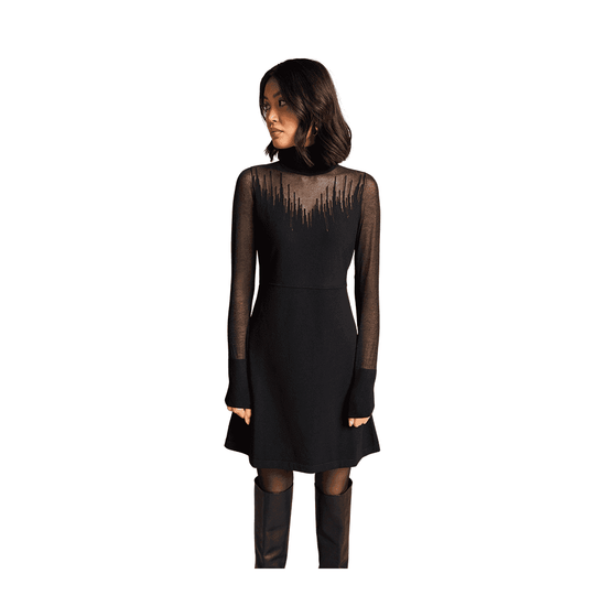 Young Ideas/Henmores - Long Sleeve Knitted Dress - 999 Black - 8