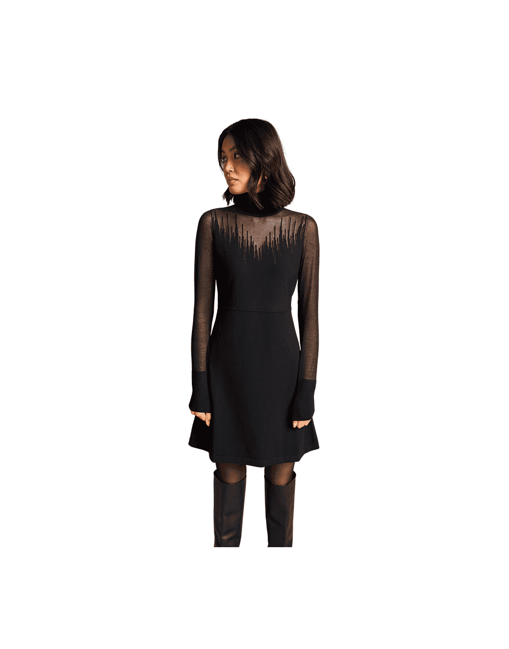 Young Ideas/Henmores - Long Sleeve Knitted Dress - 999 Black - 8