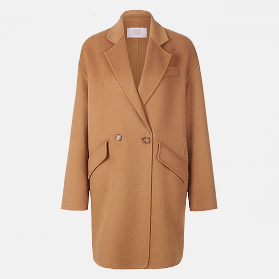 Young Ideas/Henmores - Loose Fit Double Button Pea Coat - 834 Cove Brown - 8