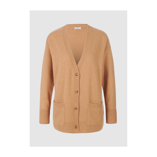 Young Ideas/Henmores - Loose Fit Double Pocket Low V Cardigan - 825 Sand Stone - S