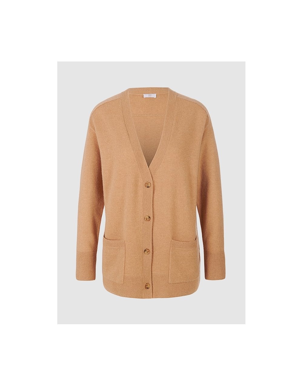 Young Ideas/Henmores - Loose Fit Double Pocket Low V Cardigan - 825 Sand Stone - S