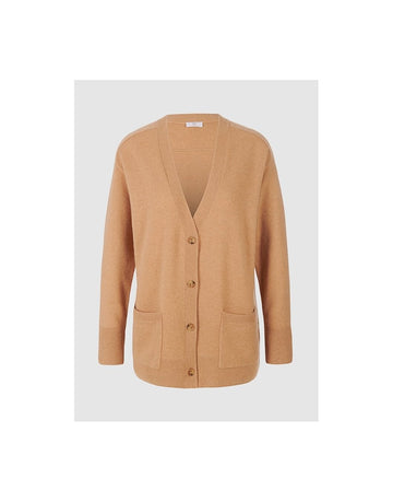 Young Ideas/Henmores - Loose Fit Double Pocket Low V Cardigan - 825 Sand Stone - S