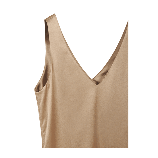 Young Ideas/Henmores - Metallic Low V - Neck Dress - 202 Gold - 8