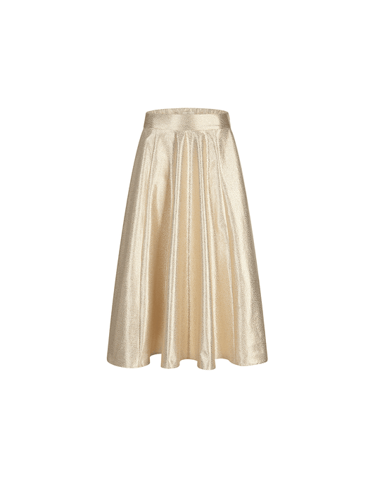 Young Ideas/Henmores - Metallic Textured Pleat Skirt - 280 Gold Pattern - 8
