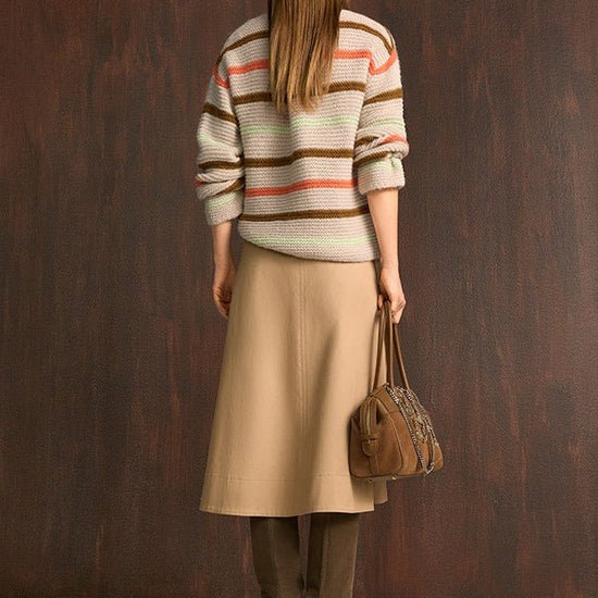 Young Ideas & Henmores -Multi Stripe Crew Neck Jumper -868 Oat/Pecan -8
