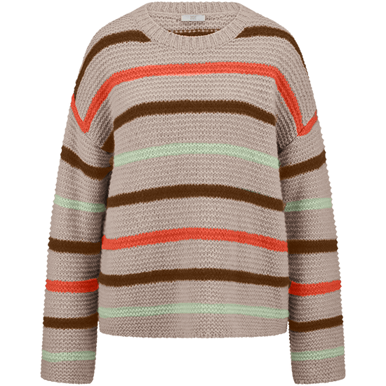 Young Ideas & Henmores -Multi Stripe Crew Neck Jumper -868 Oat/Pecan -8