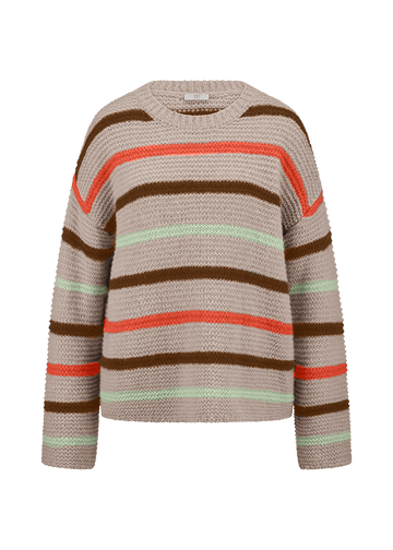 Young Ideas & Henmores -Multi Stripe Crew Neck Jumper -868 Oat/Pecan -8