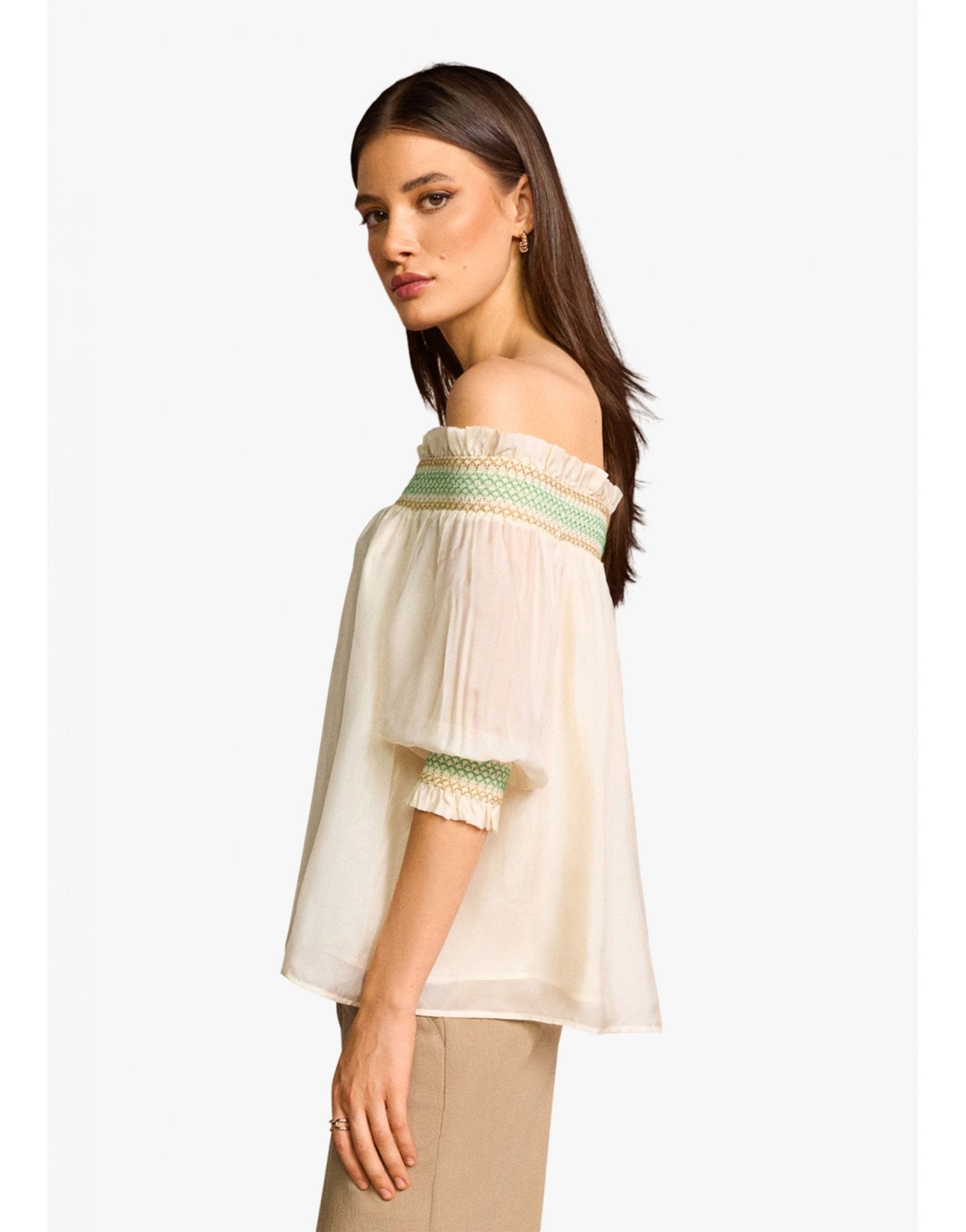 Young Ideas/Henmores - Off Shoulder Boho Blouse - 808 Dune - 8