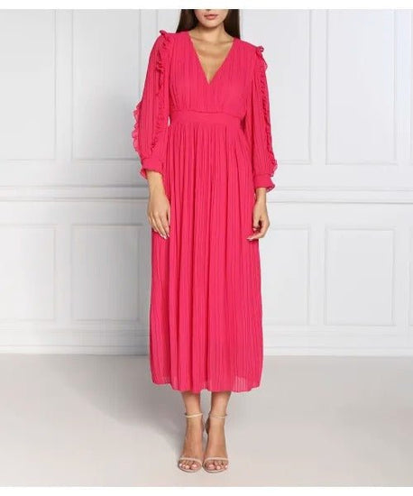 Young Ideas & Henmores -Pleated Dress with Frill Sleeve Detail -341 Peony -10