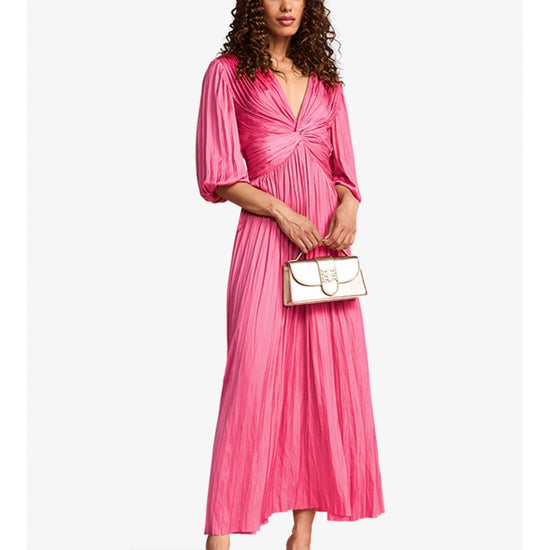 Young Ideas/Henmores - Ruched Detail Knotted Midi Dress - 345 Raspberry - 10