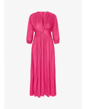 Young Ideas/Henmores - Ruched Detail Knotted Midi Dress - 345 Raspberry - 10