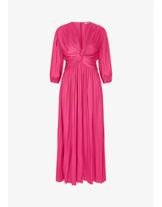 Young Ideas/Henmores - Ruched Detail Knotted Midi Dress - 345 Raspberry - 10