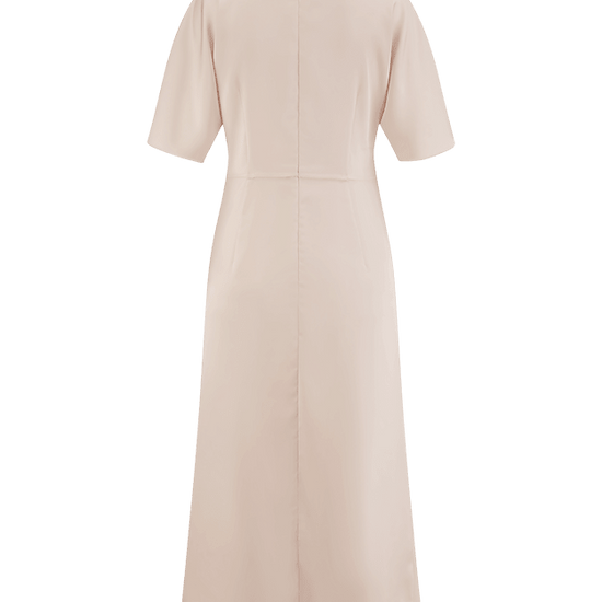 Young Ideas & Henmores -Ruched Waist Open Short Sleeve Dress -818 Oat -8