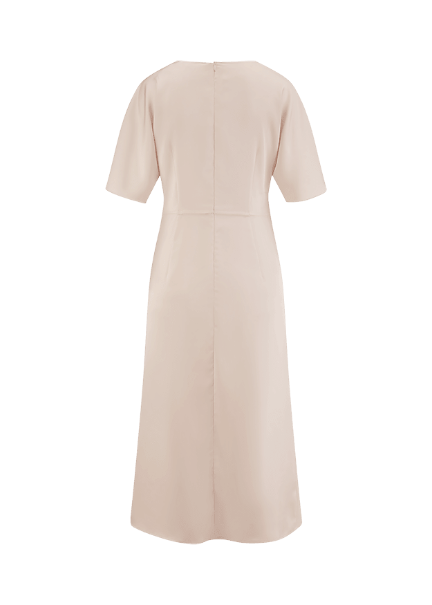 Young Ideas & Henmores -Ruched Waist Open Short Sleeve Dress -818 Oat -8