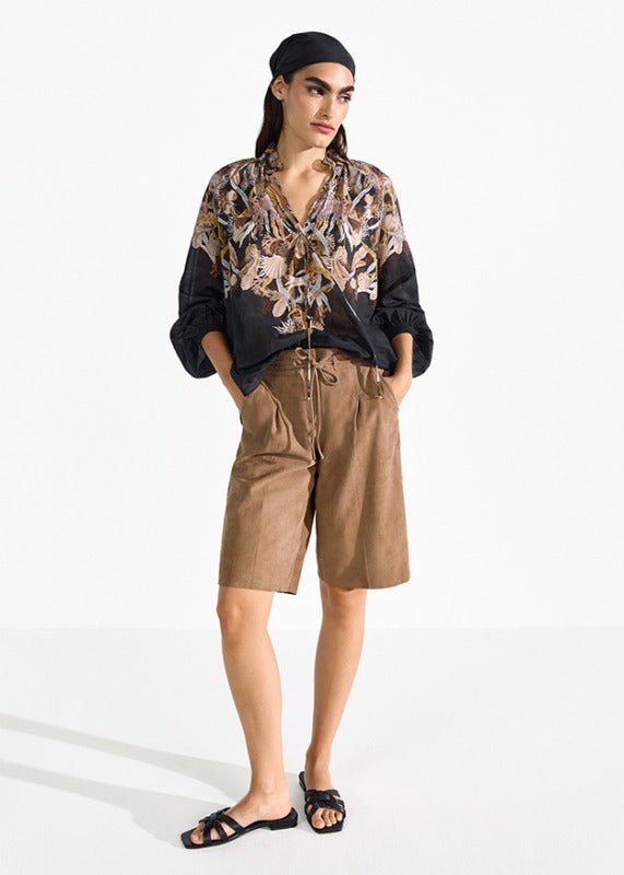 Young Ideas & Henmores - Sea Nature Ruffle Collar Blouse - 987 Black Multi - 8