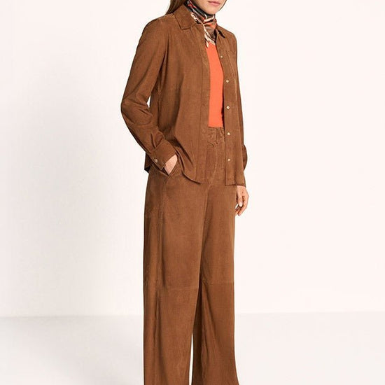 Young Ideas & Henmores -Single Pocket Suede Shirt -613 Pecan -10
