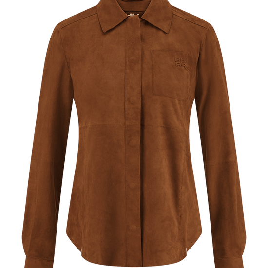 Young Ideas & Henmores -Single Pocket Suede Shirt -613 Pecan -10