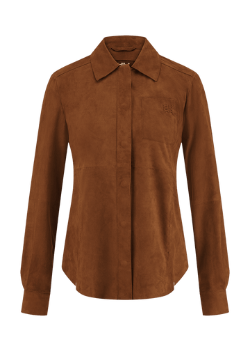 Young Ideas & Henmores -Single Pocket Suede Shirt -613 Pecan -10