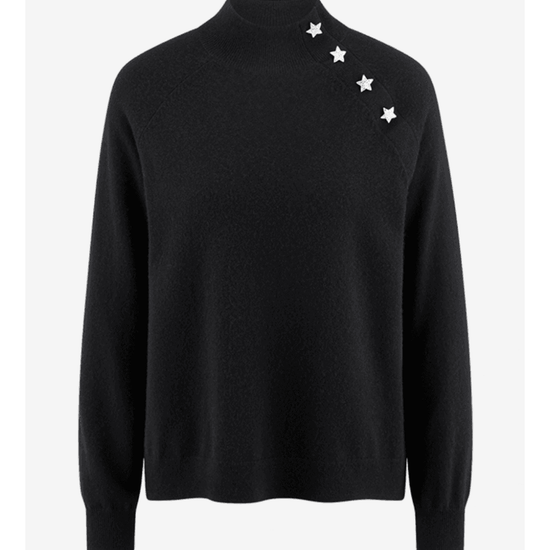 Young Ideas/Henmores - Sparkle Star Buttoned Jumper - 999 Black - XS