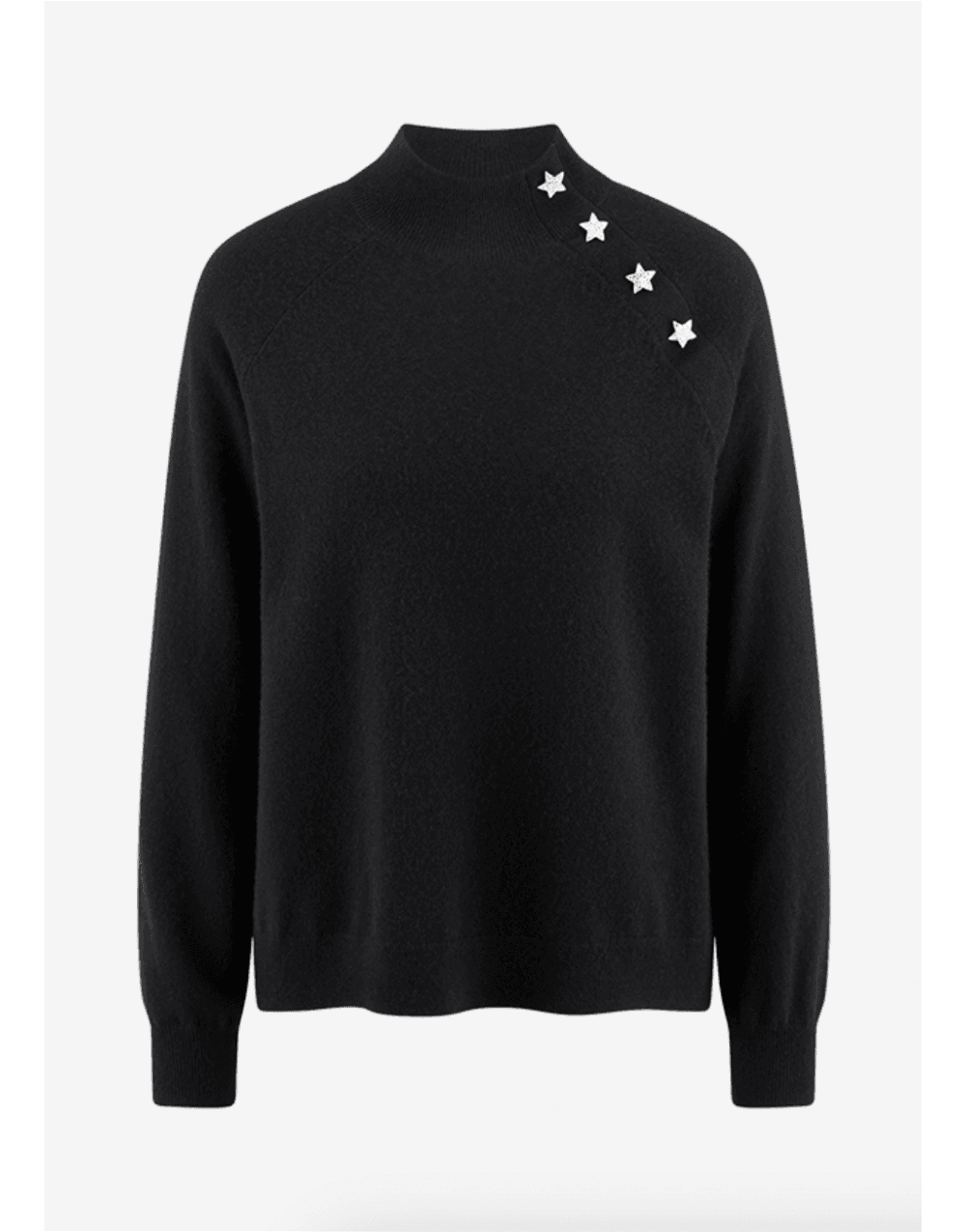 Young Ideas/Henmores - Sparkle Star Buttoned Jumper - 999 Black - XS