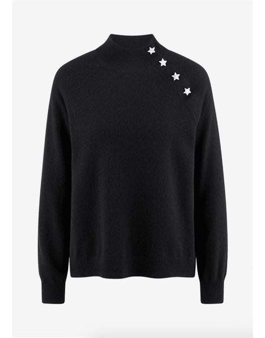 Young Ideas/Henmores - Sparkle Star Buttoned Jumper - 999 Black - XS