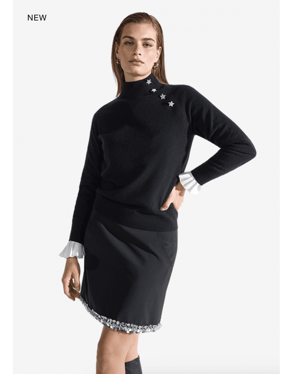 Young Ideas/Henmores - Sparkle Star Buttoned Jumper - 999 Black - XS