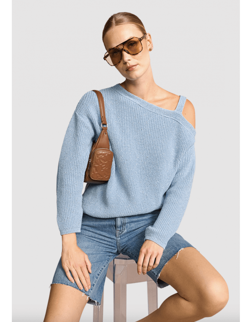 Young Ideas/Henmores - Speckled Off Shoulder Detail Jumper - 401 Cloud - 8
