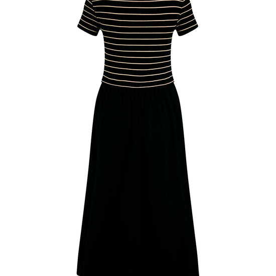 Young Ideas & Henmores -Stripe Rib Jersey Midi Dress -987 Black -8