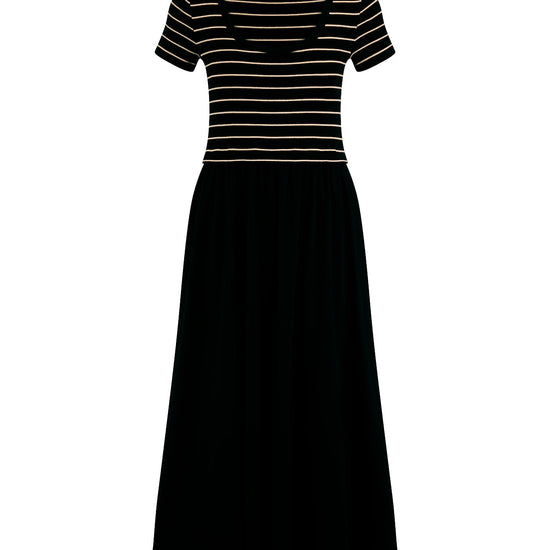 Young Ideas & Henmores -Stripe Rib Jersey Midi Dress -987 Black -8