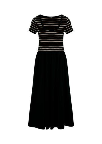 Young Ideas & Henmores -Stripe Rib Jersey Midi Dress -987 Black -8