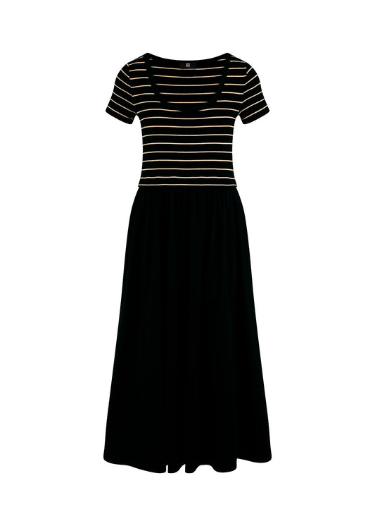 Young Ideas & Henmores -Stripe Rib Jersey Midi Dress -987 Black -8