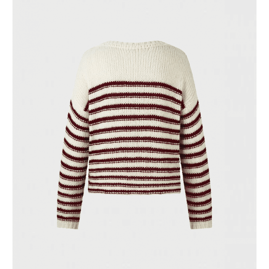 Young Ideas/Henmores - Striped Oversize Jumper - 143 Ecru Burgundy - 10