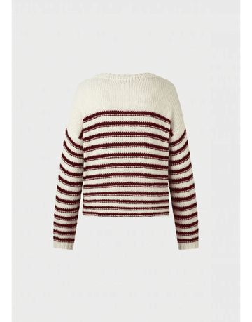 Young Ideas/Henmores - Striped Oversize Jumper - 143 Ecru Burgundy - 10