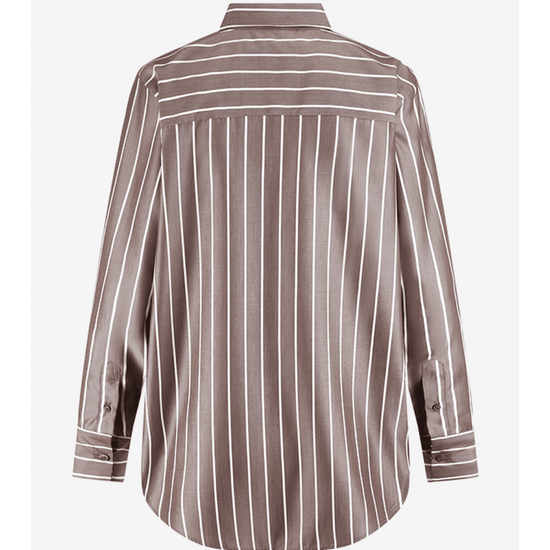 Young Ideas/Henmores - Striped Relaxed Fit Shirt - 659 Dark Affogato Patterned - 8