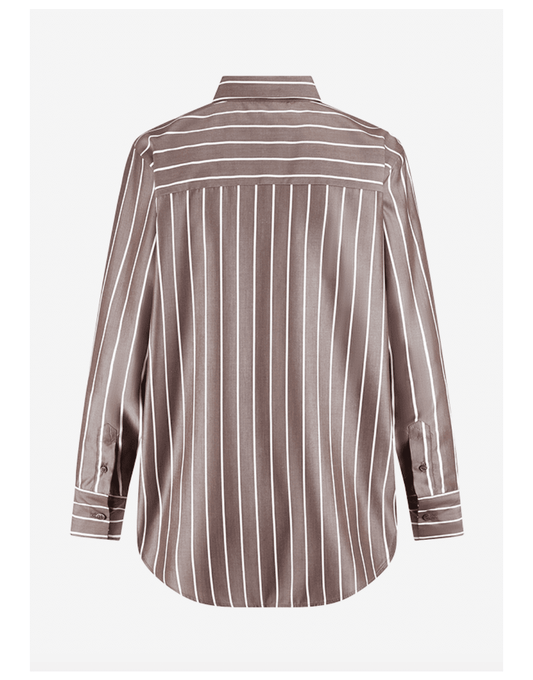 Young Ideas/Henmores - Striped Relaxed Fit Shirt - 659 Dark Affogato Patterned - 8