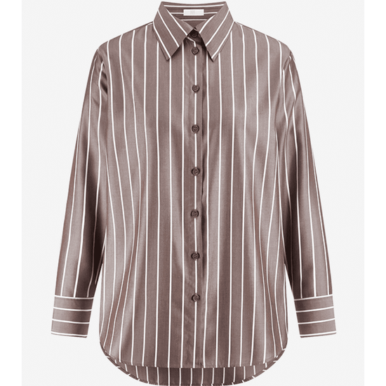 Young Ideas/Henmores - Striped Relaxed Fit Shirt - 659 Dark Affogato Patterned - 8