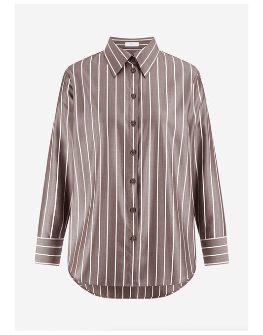 Young Ideas/Henmores - Striped Relaxed Fit Shirt - 659 Dark Affogato Patterned - 8