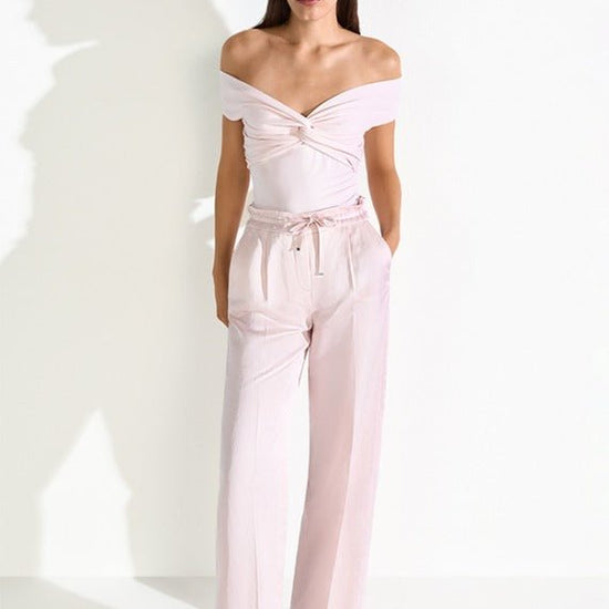 Young Ideas & Henmores - Tie Waist Detail Wide Leg Trousers - 303 Blush Pink - 8