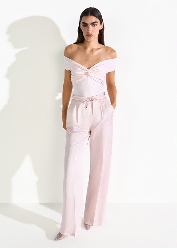 Young Ideas & Henmores - Tie Waist Detail Wide Leg Trousers - 303 Blush Pink - 8