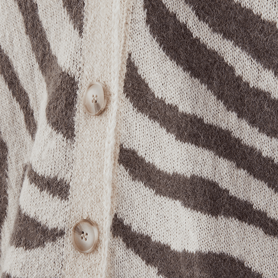 Young Ideas & Henmores -Zebra Oversized V Neck Cardigan -868 Oat -XS