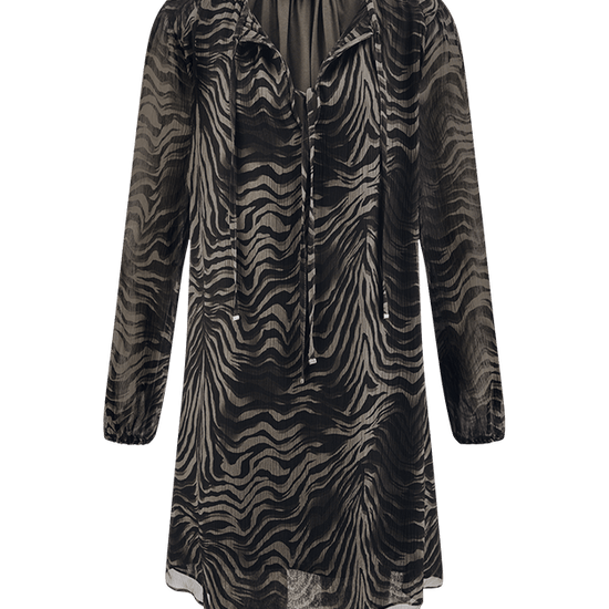 Young Ideas & Henmores -Zebra Tie Up Short Dress -680 Ash -10