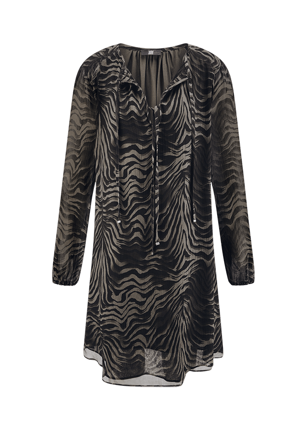 Young Ideas & Henmores -Zebra Tie Up Short Dress -680 Ash -10