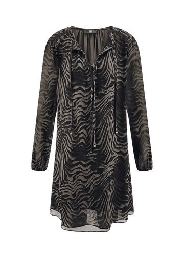 Young Ideas & Henmores -Zebra Tie Up Short Dress -680 Ash -10