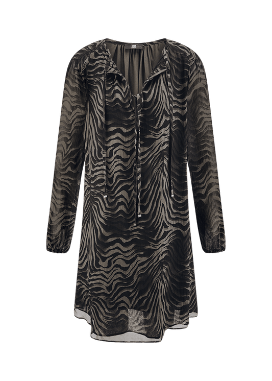 Young Ideas & Henmores -Zebra Tie Up Short Dress -680 Ash -10
