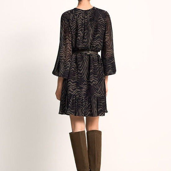 Young Ideas & Henmores -Zebra Tie Up Short Dress -680 Ash -10