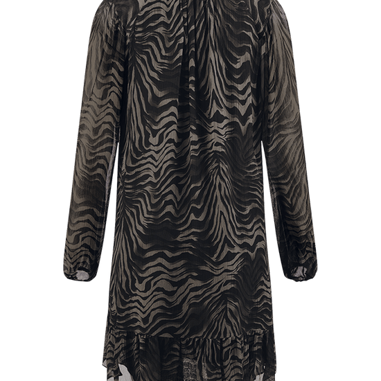 Young Ideas & Henmores -Zebra Tie Up Short Dress -680 Ash -10
