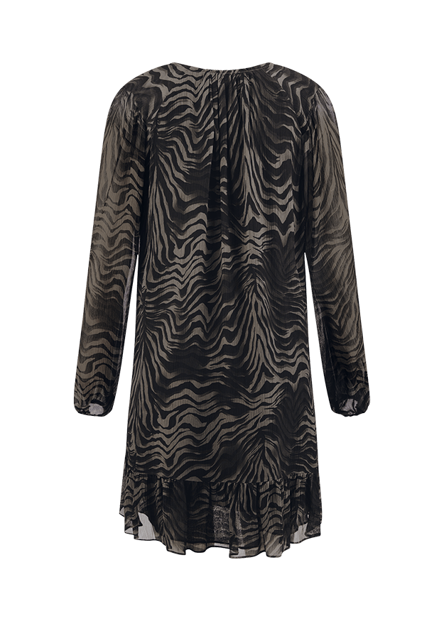 Young Ideas & Henmores -Zebra Tie Up Short Dress -680 Ash -10