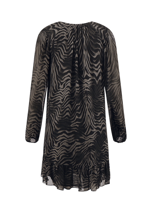 Young Ideas & Henmores -Zebra Tie Up Short Dress -680 Ash -10