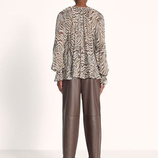 Young Ideas & Henmores -Zebra V Neck Sheer Blouse -868 Oat -8