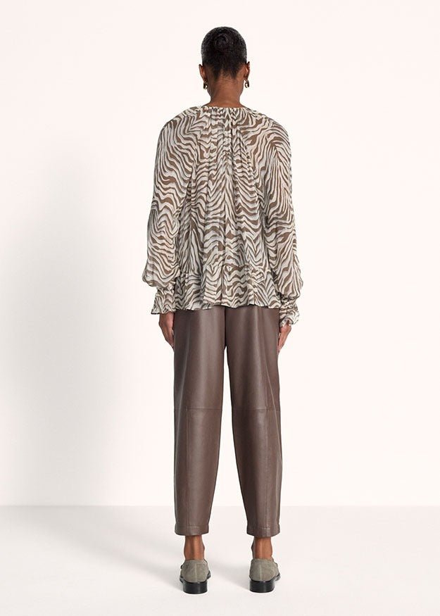 Young Ideas & Henmores -Zebra V Neck Sheer Blouse -868 Oat -8